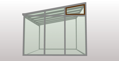 Animace - Větrací lichoběžníkové okno na boční stěně